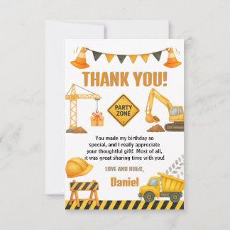 Carte De Remerciements Construction Birthday Dump Truck