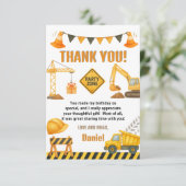 Carte De Remerciements Construction Birthday Dump Truck (Debout devant)