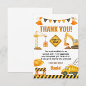 Carte De Remerciements Construction Birthday Dump Truck (Devant / Derrière)