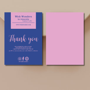 Carte De Remerciements Construction de bougies minimalistes en bleu rose