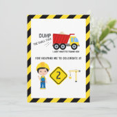 Carte De Remerciements Construction Drôle 2e Anniversaire (Debout devant)