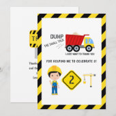 Carte De Remerciements Construction Drôle 2e Anniversaire (Devant / Derrière)