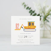 Carte De Remerciements Construction Fourche Ascenseur Tout âge Anniversai (Debout devant)