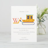 Carte De Remerciements Construction mignonne Baby shower de levage à four (Debout devant)