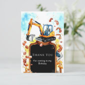 Carte De Remerciements Construction Pastel Aquarelle Anniversaire (Debout devant)