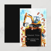 Carte De Remerciements Construction Pastel Aquarelle Anniversaire (Devant / Derrière)