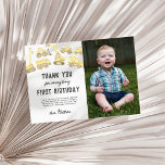 Carte De Remerciements Construction simple moderne photo premier annivers<br><div class="desc">Moderne construction simple Photo Premier anniversaire Carte de remerciements</div>