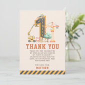 Carte De Remerciements Construction Trucks Birthday Party (Debout devant)