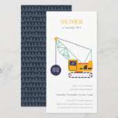 Carte De Remerciements Construction Véhicule de grue Quel que soit l'âge  (Devant / Derrière)