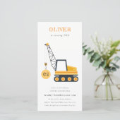 Carte De Remerciements Construction Véhicule de grue Quel que soit l'âge  (Debout devant)