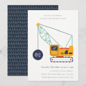 Carte De Remerciements Construction Véhicule de grue Quel que soit l'âge  (Devant / Derrière)