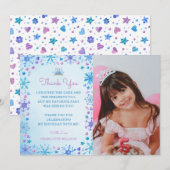 Carte De Remerciements Conte de fée congelée Ice Princess Crown Anniversa (Devant / Derrière)