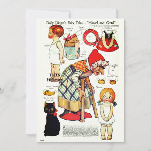 Carte De Remerciements Conte de fées rétro Halloween 🎃 Poupées en papie