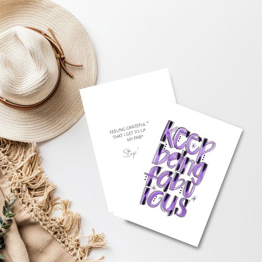 Carte De Remerciements Continuez À Être Fabuleux Main Lettré Violet