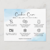 Carte De Remerciements Cookie Care Instructions Blue Watercolor Cute (Devant)