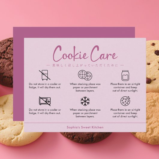 Carte De Remerciements Cookie Care Instructions Dusty Pink Minimalist