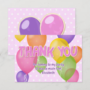 Carte De Remerciements cookies en forme découpée rose ballons anniversair