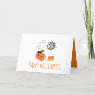Carte De Remerciements Cookies Happy Halloween Citrouille Fantôme Toile d