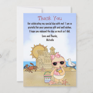 Carte De Remerciements Cool Beach Bébé Sandcastle Girls Baby shower plat