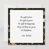 Carte De Remerciements Cool Gold Black Stars Metallic Mode Joyeux Noël (Dos)