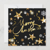 Carte De Remerciements Cool Gold Black Stars Metallic Mode Joyeux Noël (Devant)