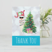 Carte De Remerciements Cool Llama sur Silver Bokeh & Icy Blue (Debout devant)