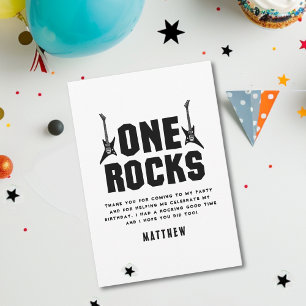 Carte De Remerciements Cool One Rocks Anniversaire Noir et Blanc
