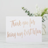 Carte De Remerciements Copper moderne "Thank you for being my best man" (Debout devant)