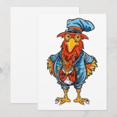 Carte De Remerciements Coq de dessin animé drôle et autoritaire (Devant / Derrière)