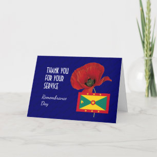 Carte De Remerciements Coquelicot   Anciens combattants   Drapeau GRENADA