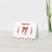 Carte De Remerciements Coquette Baseball Red Bow Floral (Devant)