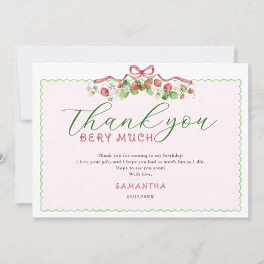 Carte De Remerciements Coquette Berry Sweet N'importe quel âge Anniversai (Devant)