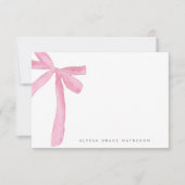 Carte De Remerciements Coquette Blush Pink Bow Nom personnalisé (Devant)