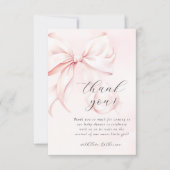 Carte De Remerciements Coquette Bow Baby shower rose (Devant)