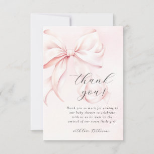 Carte De Remerciements Coquette Bow Baby shower rose