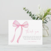 Carte De Remerciements Coquette Bow rose Premier anniversaire (Debout devant)