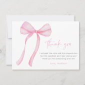 Carte De Remerciements Coquette Bow rose Premier anniversaire (Devant)