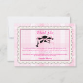 Carte De Remerciements Coquette Cute Rose Bow Graduation (Devant)