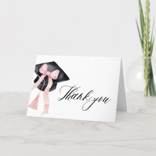 Carte De Remerciements Coquette de graduation moderne Blush Pink Bow