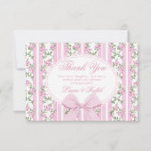 Carte De Remerciements Coquette Floral Bow frame Blush Baby shower (Devant)