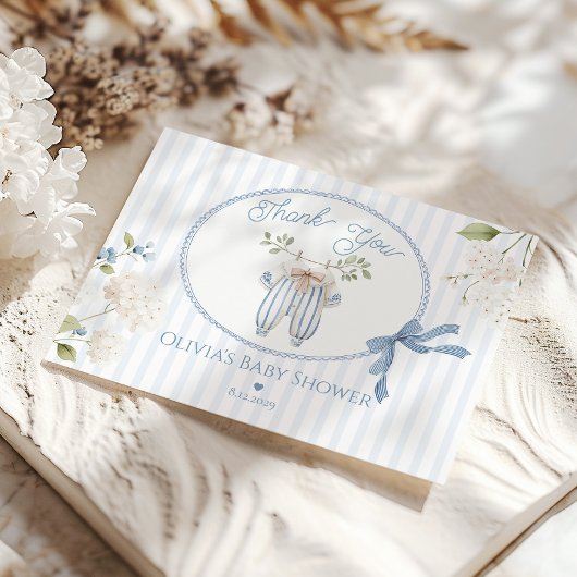 Carte De Remerciements Coquette French Clothesline Baby Boy Shower