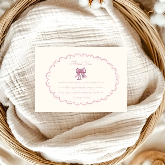 Carte De Remerciements Coquette Pink Bow Nursing School Graduate