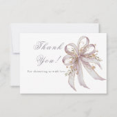 Carte De Remerciements Coquette purple bow baby shower  (Devant)