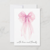 Carte De Remerciements Coquette rose Bow Aquarelle bébé fille douche (Devant)