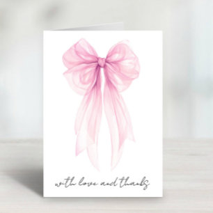 Carte De Remerciements Coquette rose Bow Aquarelle bébé fille douche
