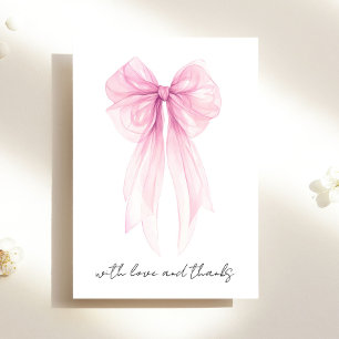 Carte De Remerciements Coquette rose Bow Aquarelle bébé fille douche