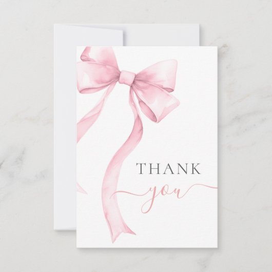 Carte De Remerciements Coquette rose Bow En vichy Baby shower fille (Devant)