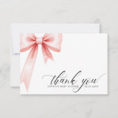 Carte De Remerciements Coquette rose pâle Bow Baby shower moderne (Devant)