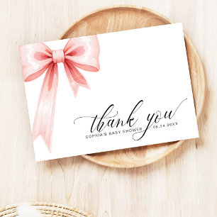 Carte De Remerciements Coquette rose pâle Bow Baby shower moderne
