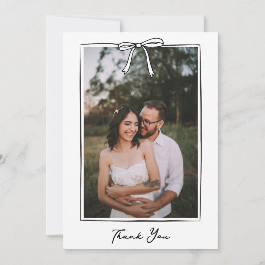 Carte De Remerciements Coquette Whimsical Mariage manuscrit Bow (Devant)